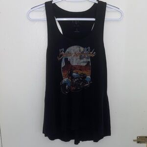 Distressed Black Graphic Tank Top